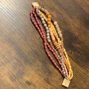 Plunder Pink and Yellow Multi-Strand Beaded Bracelet